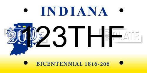 123THF Indiana License Plate