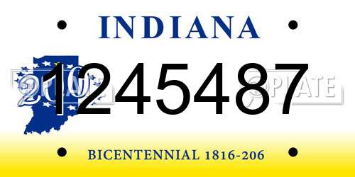 1245487 Indiana License Plate