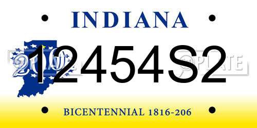 12454S2 Indiana License Plate