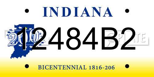 12484B2 Indiana License Plate