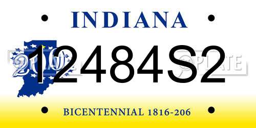 12484S2 Indiana License Plate