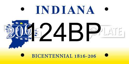 124BP Indiana License Plate