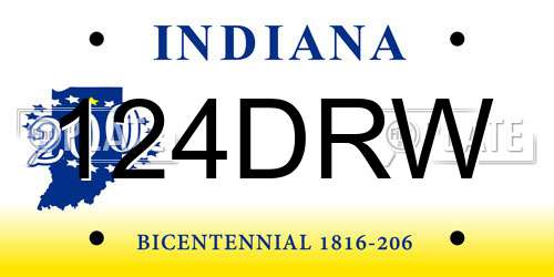 124DRW Indiana License Plate