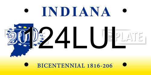 124LUL Indiana License Plate
