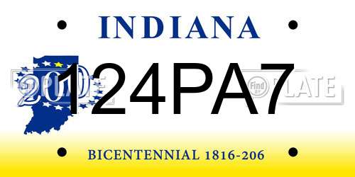 124PA7 Indiana License Plate