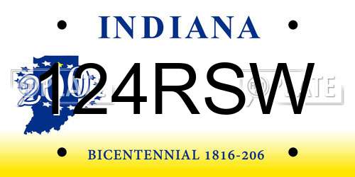 124RSW Indiana License Plate