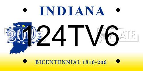 124TV6 Indiana License Plate