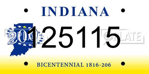 125115 Indiana License Plate