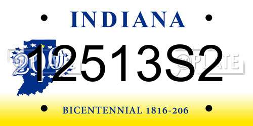 12513S2 Indiana License Plate