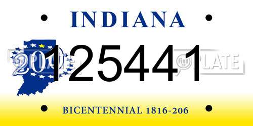 125441 Indiana License Plate