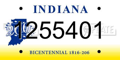 1255401 Indiana License Plate