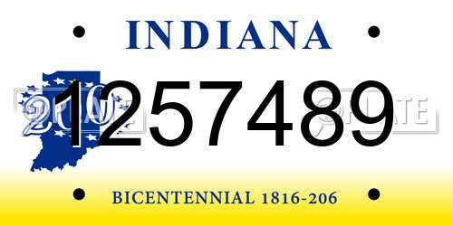 1257489 Indiana License Plate