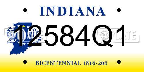 12584Q1 Indiana License Plate