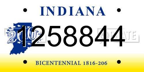 1258844 Indiana License Plate