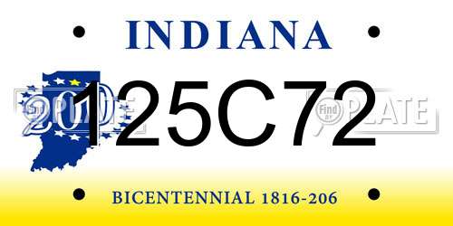 125C72 Indiana License Plate