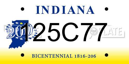 125C77 Indiana License Plate