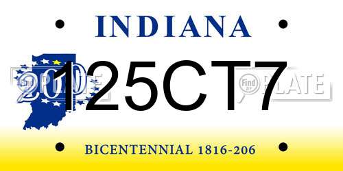 125CT7 Indiana License Plate