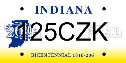 125CZK Indiana License Plate