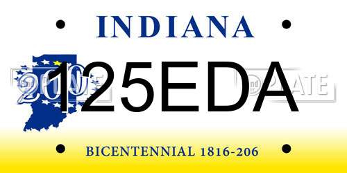 125EDA Indiana License Plate