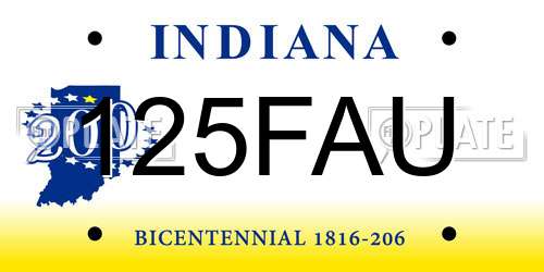 125FAU Indiana License Plate