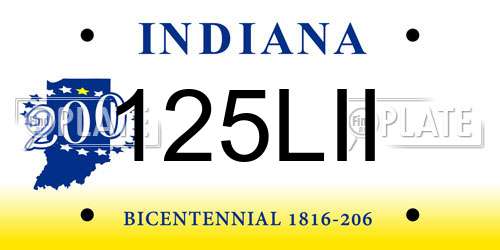 125LII Indiana License Plate
