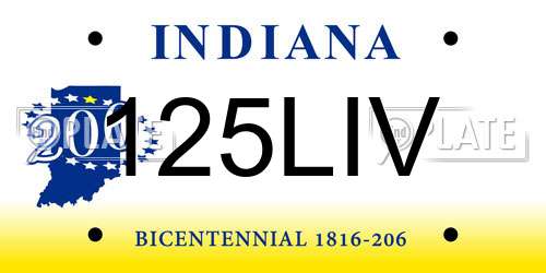 125LIV Indiana License Plate