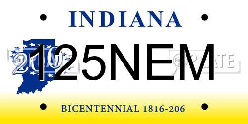 125NEM Indiana License Plate