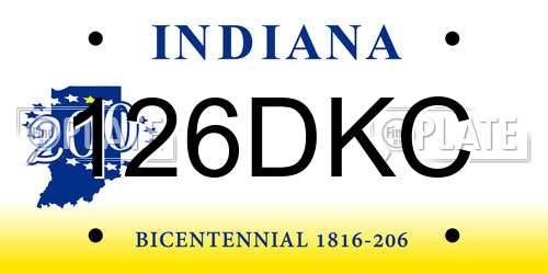 126DKC Indiana License Plate