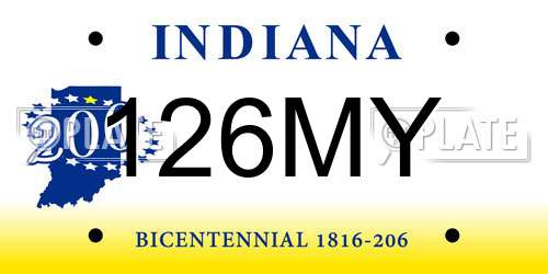 126MY Indiana License Plate