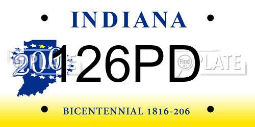 126PD Indiana License Plate