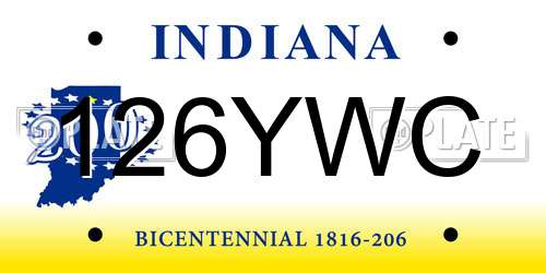 126YWC Indiana License Plate