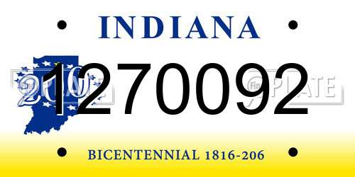 1270092 Indiana License Plate