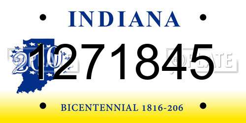 1271845 Indiana License Plate