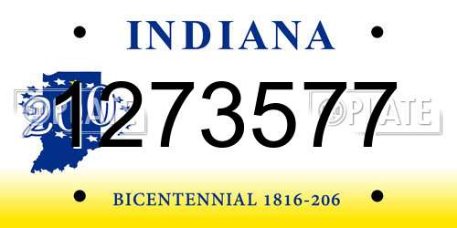 1273577 Indiana License Plate