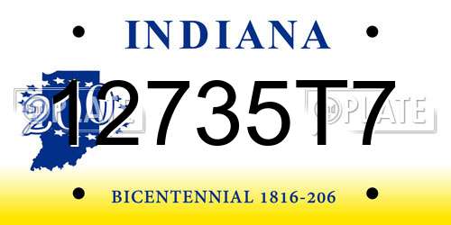 12735T7 Indiana License Plate