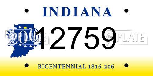 12759 Indiana License Plate