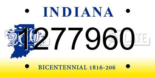1277960 Indiana License Plate
