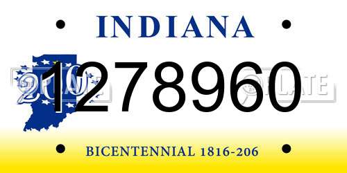1278960 Indiana License Plate