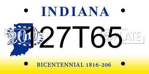 127T65 Indiana License Plate