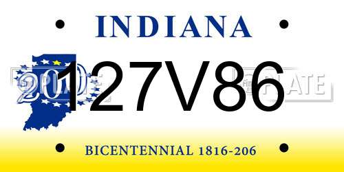 127V86 Indiana License Plate