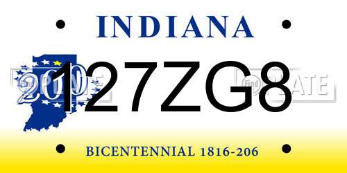 127ZG8 Indiana License Plate
