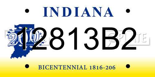 12813B2 Indiana License Plate