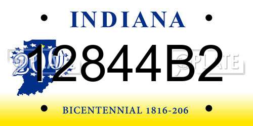 12844B2 Indiana License Plate