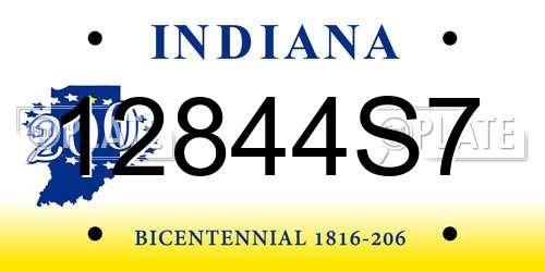 12844S7 Indiana License Plate