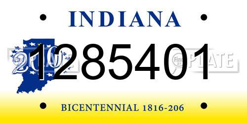1285401 Indiana License Plate