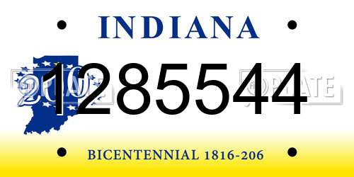 1285544 Indiana License Plate