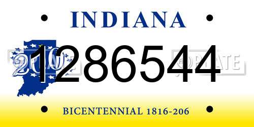 1286544 Indiana License Plate