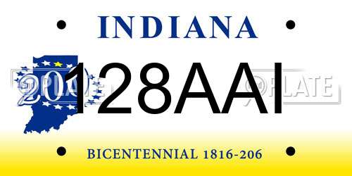 128AAI Indiana License Plate