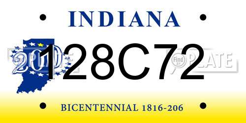 128C72 Indiana License Plate