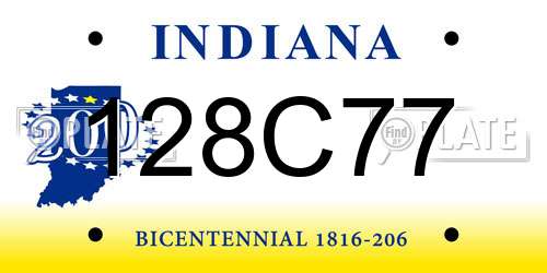 128C77 Indiana License Plate